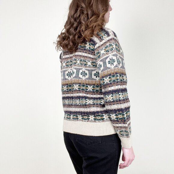 Vintage Wool Fair Isle Scandinavian Eccentric Grandma Eclectic Grandpa Winter - Picture 3 of 8